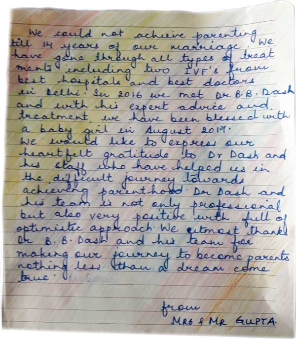 Testimonials by Mrs and Mr Gupta